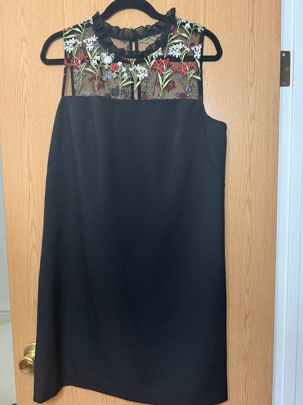 Karl Lagerfeld Sleeveless Black Dress with Floral Embroidered Yoke M